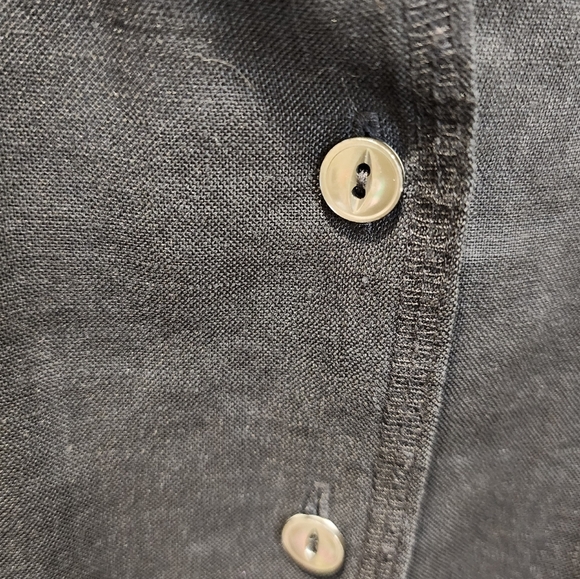 JONES NEW YORK Black 100% Linen Button Down Blouse size 12 - Picture 7 of 10